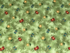 1/2 Yd Country Cousins Red Rooster Cotton Fabric Flowers Butterflies on Green