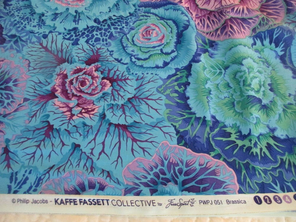 Kaffe Fassett Cotton Fabric 1 FQ Blue Purple Brassica Classics Lg Floral Print