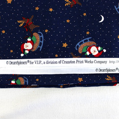 Dream Spinners Santa Sleigh Christmas Fabric Material 2+ Yards Blue Cotton
