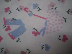 Vintage Pink/Blue HOLLY HOBBIE/GIRL Fabric Remnant (149cm x 34cm)