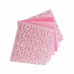 7-Pack 25x25cm Cotton Fabric DIY Assorted Pre-Cut Bedding Kit (Pink)