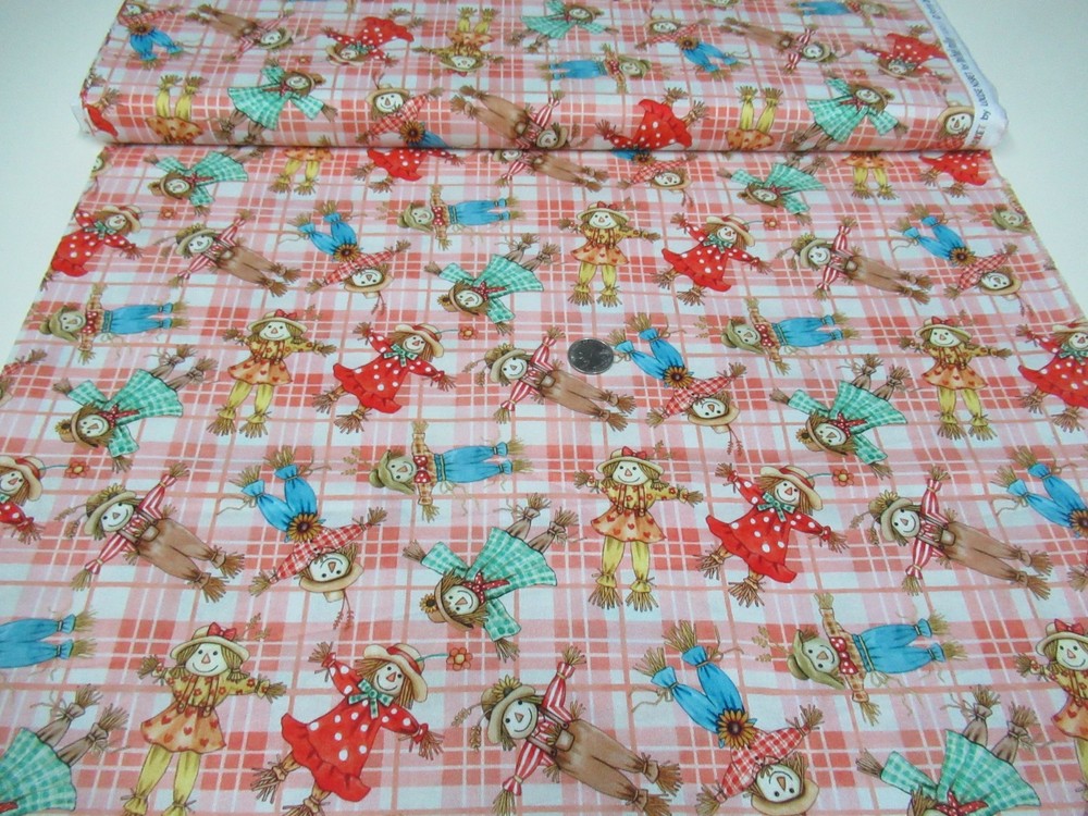 Michael Miller quilt-craft fabric SCARECROW FESTIVAL coral 2 yds (ddc-12765)