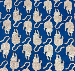 5 Yard Indian Blue Tiger Hand Block Print Cotton Fabric Dressmaking Sewing Art
