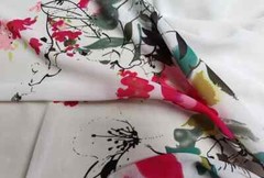 58” Wide By Yards White Positional Floral Georgette Chiffon Fabric Wedding