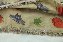 7Y 90s Erlanger Blumgart Ecological Squares Tan Cotton Fabric Leaves Butterflies