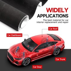 Black Suede Headliner Fabric 120″ L × 60″ W for Car & Truck Interiors