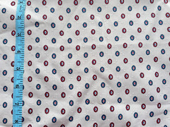 1Y 28″ Poly Silk Quilting Fabric Taffeta Civil War Grey Blue Red Dots Burlington
