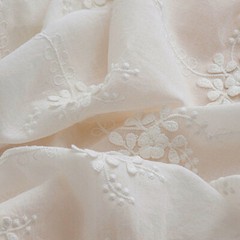 1M Cotton Fabric Floral Cloth 3D Embroidered Flower Costume Tablecloth Craft Sew