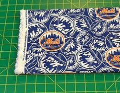 New York Mets Fabric, HALF YARD, Baseball Sports Team 100% Cotton Fabric