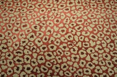 Zavir Cinnabar Taupe and Ruby Cut Velvet Cheetah Spots Regal Upholstery Fabric