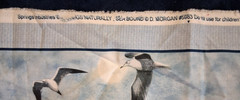 4 Vintage Coastal Fabric Pillow Panels D Morgan Nautical Fishing Boat Seagulls
