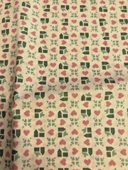 VTG `90`s Tiny Houses & Hearts Cottagecore Country Print Remnant 19″ X 26″