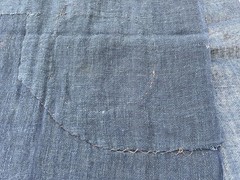 Antique Japanese BORO Indigo Kaya Mosquito Net Fabric Faded Distressed Blue 74″