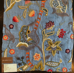 Eric Cohler LEE JOFA Tyler Crewel in Aegean 17 x 17 1/4″ Fabric Sample