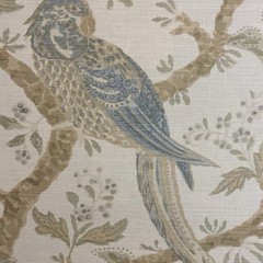 BENNISON FABRICS Cherry Tree Blue on Oyster Fine Fabric 1 Yard