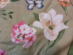 Pretty Richloom Cotton Canvas Home Decor Fabric Fresh Green w Flowers Butterflie