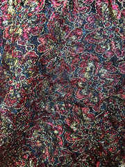 Red & Gold embroidery Metallic Floral Lace, Fabric By the Yard 44″ Wide