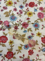 Vtg Concord Fabrics 59” X 44” Cotton Floral Lightweight Twill White Background