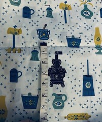 VTG 50-60`s Kitschy Kitchen & Parlor Decor on White Turquoise & Stars BTHY