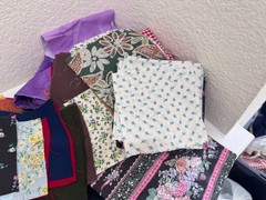 Quilting Cotton Fabric Scraps Lot 4.4 lb + Large Cuts Mixed Prints Solids
