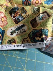 Tropical Travelogue Fabric Fat Quarter Junk Journal Cotton Quilt Wilmington F63