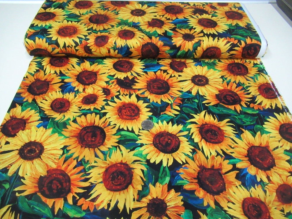 Timeless Treasures quilt-craft fabric PAINTED SUNFLOWER multi 2 yds (cd-3531)