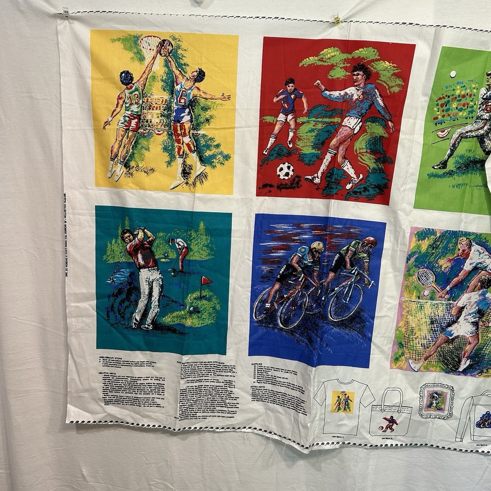 Sports Collection Fabric Panel Squares Basketball Soccer Cycling Baseball