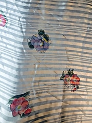 VTG Semi Sheer Large Floral Silk w/Satin Stripe w/ Border Print 45″ X 189″