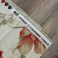P Kaufmann Fabric 1 3/4 Yard X 55” Beige Terra Cotta Floral Green Leaves
