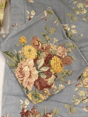 VTG Ralph Lauren Fabric Remnant Sewn On 20″x60″ Blue Floral 1990s Flannel Roses