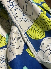 Navy Teal White Large Floral Decor Fabric Cotton Discontinued Joann 56×104” 2.8Y