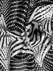 African Print, Satin Fabric- Black, White “Lalibela Heights”, Yard or Wholesale