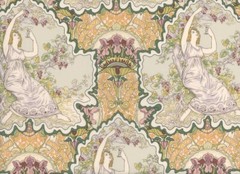 Art Nouveau Romance Vineyard Lady RJR Rare Fat Quarter Grape Leaves BTFQ Irises