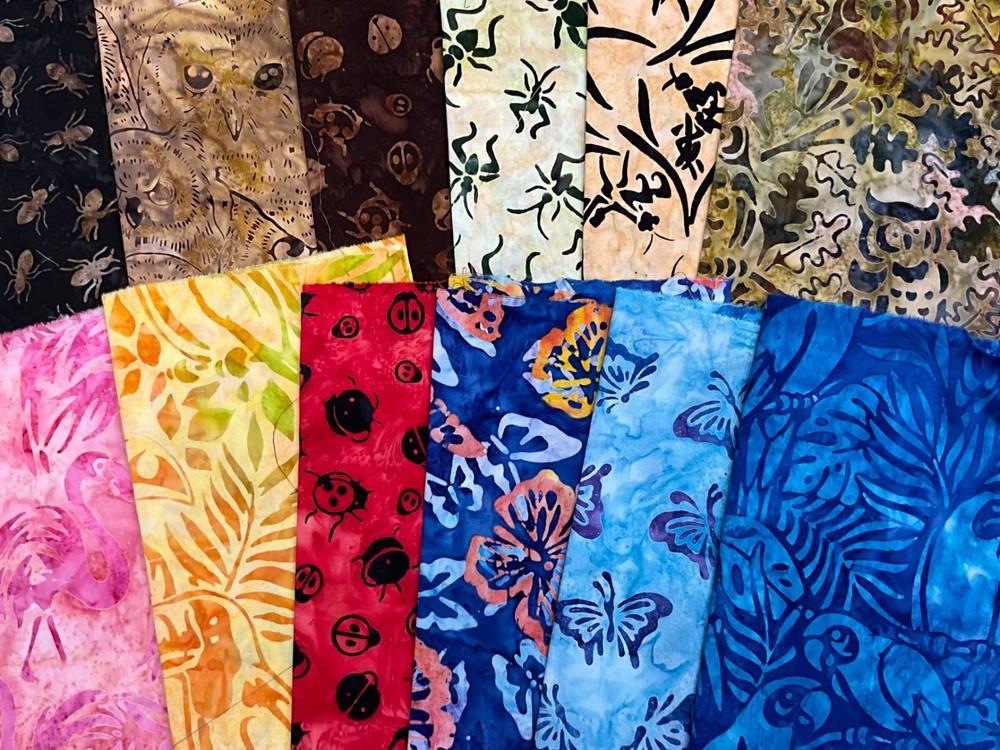 Flying Lunn Fabric Scraps 1 Pound ~4 Yards Artisan Batik Only Grab Bag Scrap