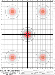MRAD 100 Yard Zero Target Calibrated for .1 Mil Adjustment per Click. 100 Yard S