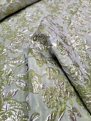 LIME GREEN GOLD Floral Metallic Brocade Fabric Sold By The Yard FOR DRESS