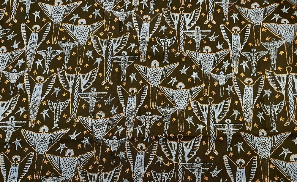 Blue Angels with Copper Metallic Stars and Outline OOP Quilt 26 x 38 inches