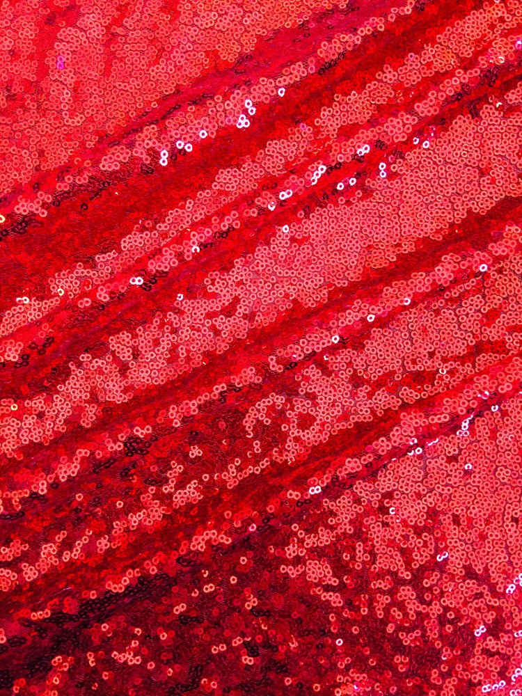 Leila RED Sequins on Mesh Fabric by the Yard – 10050