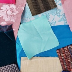 Crazy Quilt Fabric Scrap Lot 13 Ounces Satin Velvet Brocade