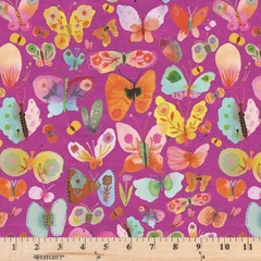 Sweet Somethings Butterflies Delight PWCG021.Magenta Cotton Fabric By half yard