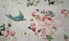 BTY Riley Blake ‘Rose & Violets’ C10410 Cream w/Pink Floral Birds Cotton Fabric