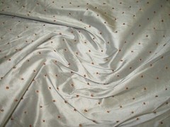 10 YDS 100% SILK RYOBI SPA EMBROIDERED POLKA DOTS DRAPERY FABRIC FOR LESS