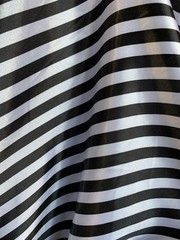Catalina BLACK & WHITE 1/2″ Stripes Pattern Polyester Light Weight Satin Fabric