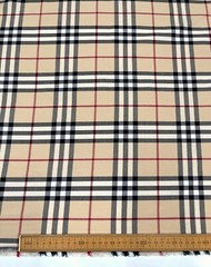 PLAID FABRIC 100% COTTON BEIGE TARTAN Red White Black ClassicCheck 2.0 meter