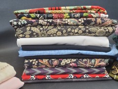 Vintage Lot of 24 lbs of Fabric Remnants Quarters Yards ~ 30 Different Patterns