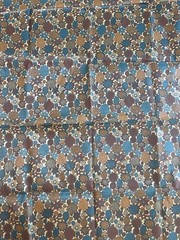 1.33Y Klopman Mills Fabric Turquoise Brown Orange Flower Shiny Slick Poly/Rayon?