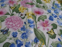 3 YARDS OF SPRING ON WHITE BACKGROUND WITH BUTTERFLIES