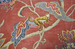 Adventurer Pomegranate Red Jacobean Floral with Animals P/K Lifestyles Fabric