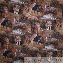 BonEful Fabric FQ Cotton Quilt Brown Deer Fawn Fall Tree Woods Nature Scenic Kid