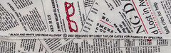 Black & White & Read Allover Fabric Newspaper Glasses Cotton Quilt Fabric BTY